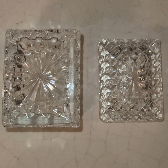 Cut Glass Princess Trinket Box, Pressed Glass Rectangular Tiny Glass Container - Picture 16 of 16